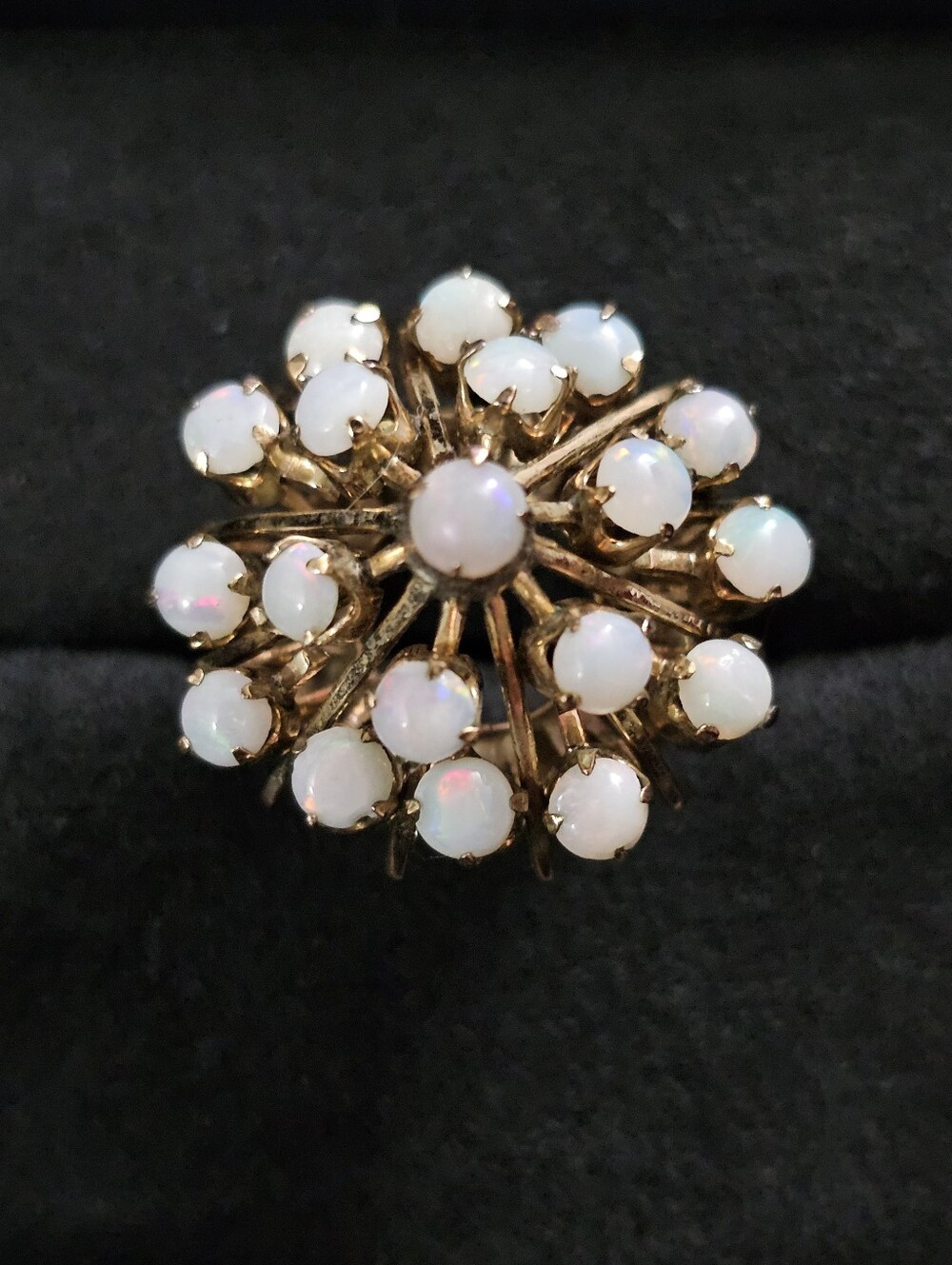 10k Opal Yellow Gold Cluster Ring (Antique)